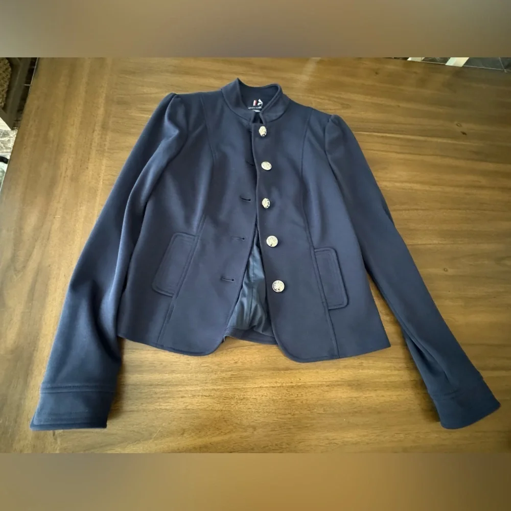 Tommy Hilfiger Military Style Navy Blazer Silver Buttons Size 4 NWOT